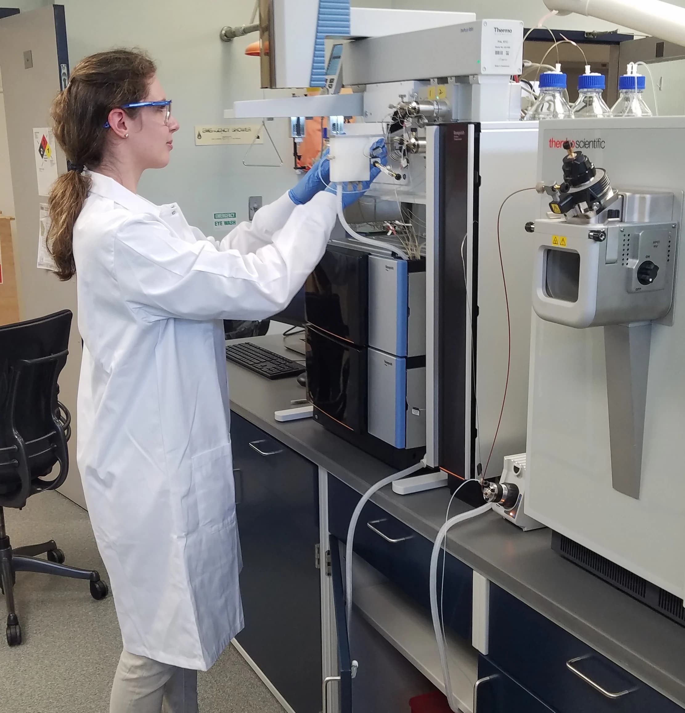 USGS researcher working with a mass spectrometer for PFAS analysis